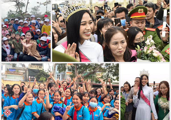 Hình ảnh hàng nghìn người dân Thanh Hoá hân hoan chờ đón Tân Hoa hậu Đỗ Thị Hà trở về quê hương sau khi đăng quang.